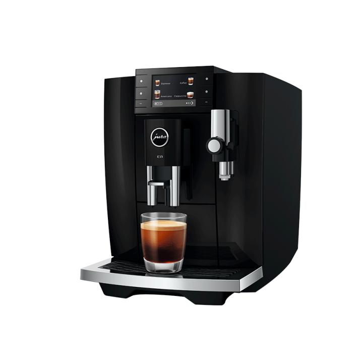 Jura E8 (ED) Piano Black Espressomaskine Inkl. Startpakke (DK sprog), Plejepakke, Mælkekande & 3kg Rigtig Kaffe