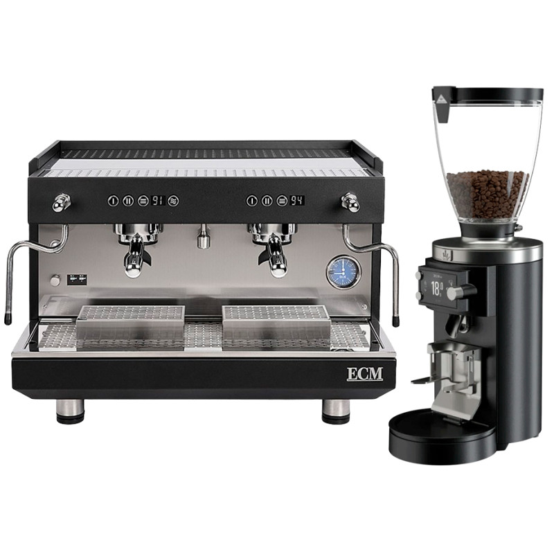 ECM Discover 2GR Professionel Sort Dual Boiler-espressomaskine Inkl. Mahlkönig E65W GbS Sort Espressokværn