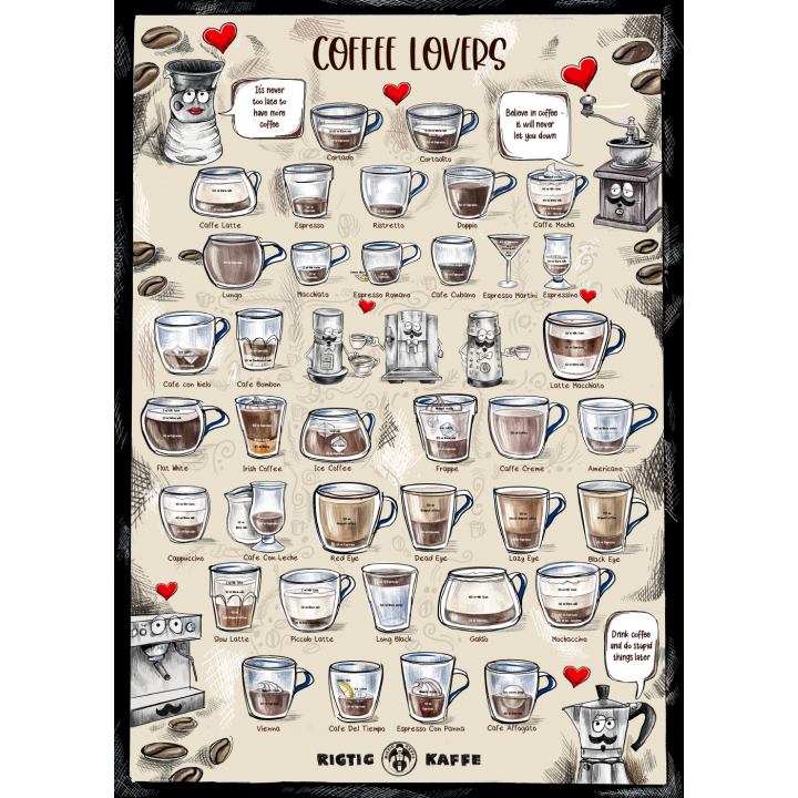 Kaffeplakat Rigtig Kaffe COFFEE LOVERS 50x70cm Kaffeplakat Rigtig Kaffe COFFEE LOVERS 50x70cm