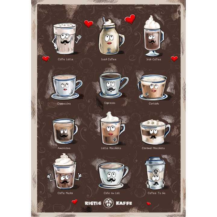 Kaffeplakat Rigtig Kaffe 4 Plakater 21x30cm Kaffeplakat Rigtig Kaffe 4 Plakater 21x30cm