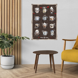 Kaffeplakat Rigtig Kaffe COFFEE DRINKS 50x70cm