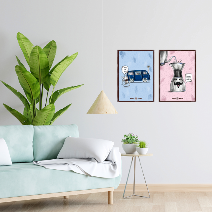 Kaffeplakat Rigtig Kaffe 2 Blå/Lyserød Plakater 21x30cm Kaffeplakat Rigtig Kaffe 2 Blå/Lyserød Plakater 21x30cm