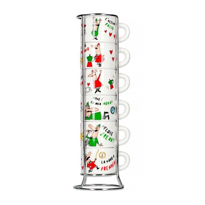 Bialetti Espressokopper Inkl. Stand 6 stk Motiver