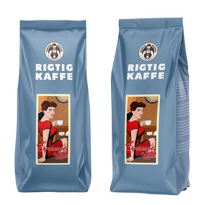 Rigtig Kaffe Espresso Latte 6x500g Rigtig Kaffe Espresso Latte 6x500g
