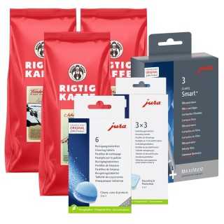 Jura Plejepakke Claris Smart+ Inkl. 3kg Rigtig Kaffe Jura Plejepakke Claris Smart+ Inkl. 3kg Rigtig Kaffe