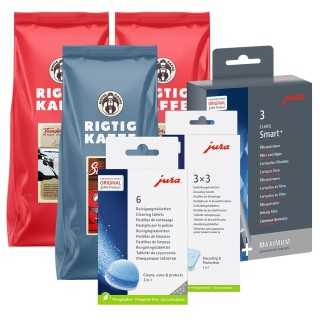 Jura Plejepakke Claris Smart+ Inkl. 3kg Rigtig Kaffe Jura Plejepakke Claris Smart+ Inkl. 3kg Rigtig Kaffe