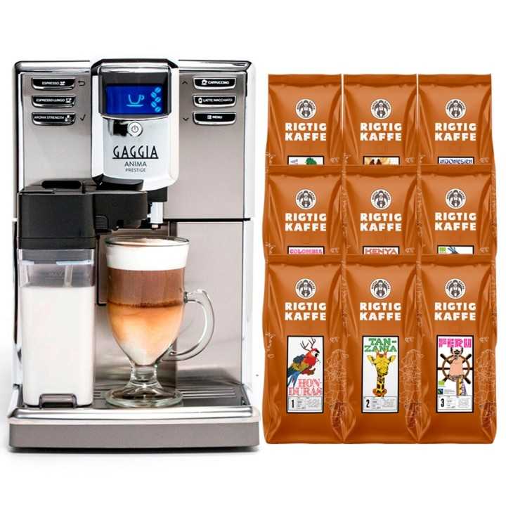 Gaggia Anima Prestige Stål Inkl. 9x400g Verdenskaffe