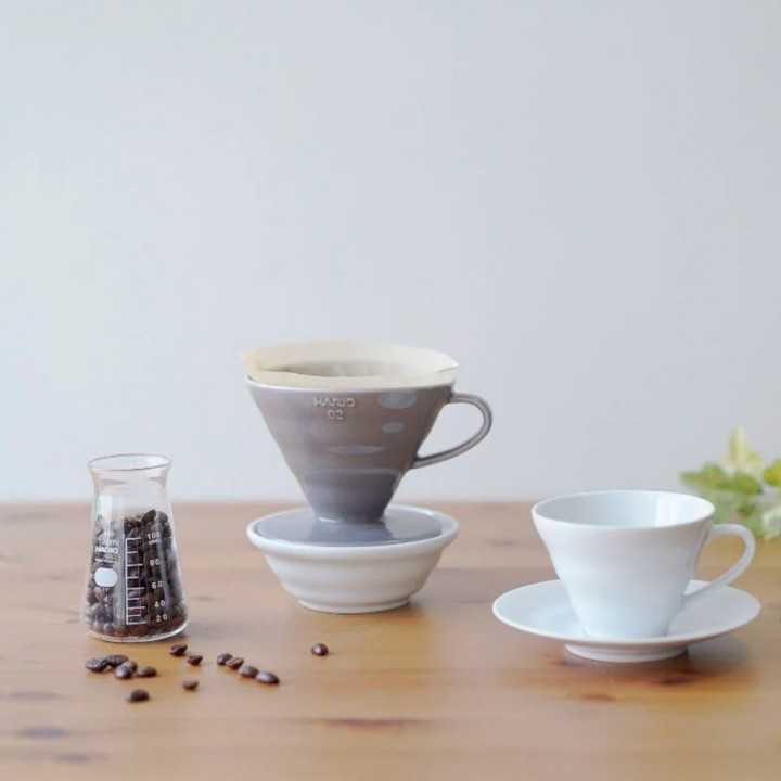 Hario V60-02 Keramik Dripper Grå 2 Kop. Hario V60-02 Keramik Dripper Grå 2 Kop.