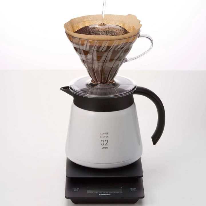 Hario V60-02 Rustfrit Stål Server 0,6L Hvid Hario V60-02 Rustfrit Stål Server 0,6L Hvid