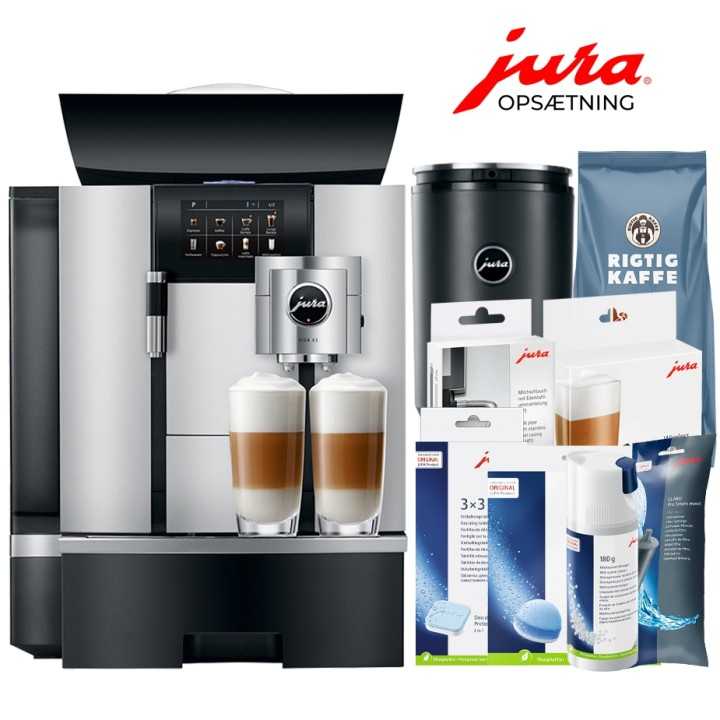 Jura Giga X3 (EB) Alu Espressomaskine Inkl. 1L Cooler, Pleje, 12kg Kaffe & Opsætning Jura Giga X3 (EB) Alu Espressomaskine Inkl. 1L Cooler, Pleje, 12kg Kaffe & Opsætning