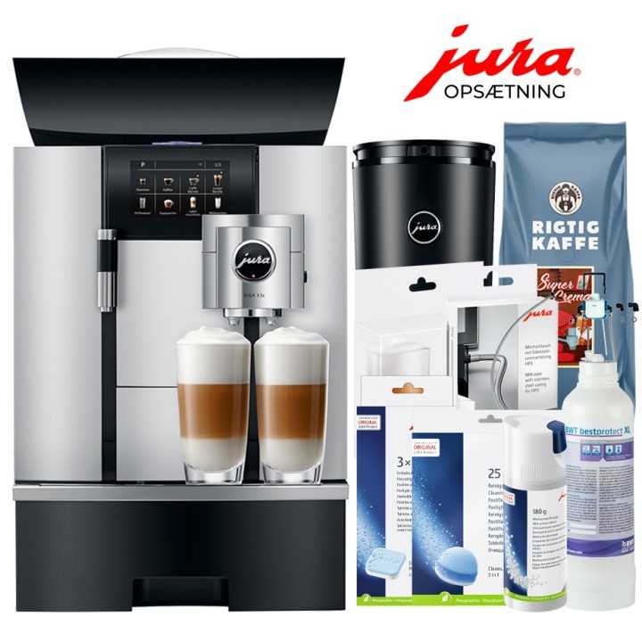 Jura Giga X3c (EB) Alu Espressomaskine Inkl. 2,5L Cooler, Pleje, 12kg Kaffe & Opsætning Jura Giga X3c (EB) Alu Espressomaskine Inkl. 2,5L Cooler, Pleje, 12kg Kaffe & Opsætning
