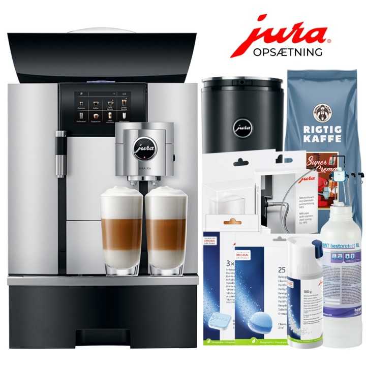 Jura Giga X3c (EB) Alu Espressomaskine Inkl. 1L Cooler, Pleje, 12kg Kaffe & Opsætning Jura Giga X3c (EB) Alu Espressomaskine Inkl. 1L Cooler, Pleje, 12kg Kaffe & Opsætning