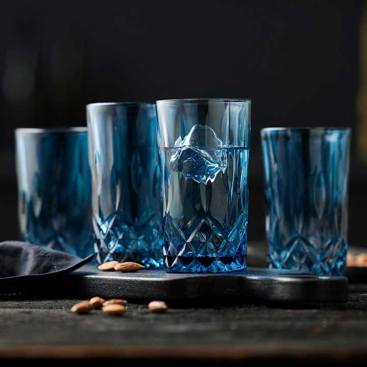 Lyngby Sorrento Highballglas 38 cl 4 Stk Blå