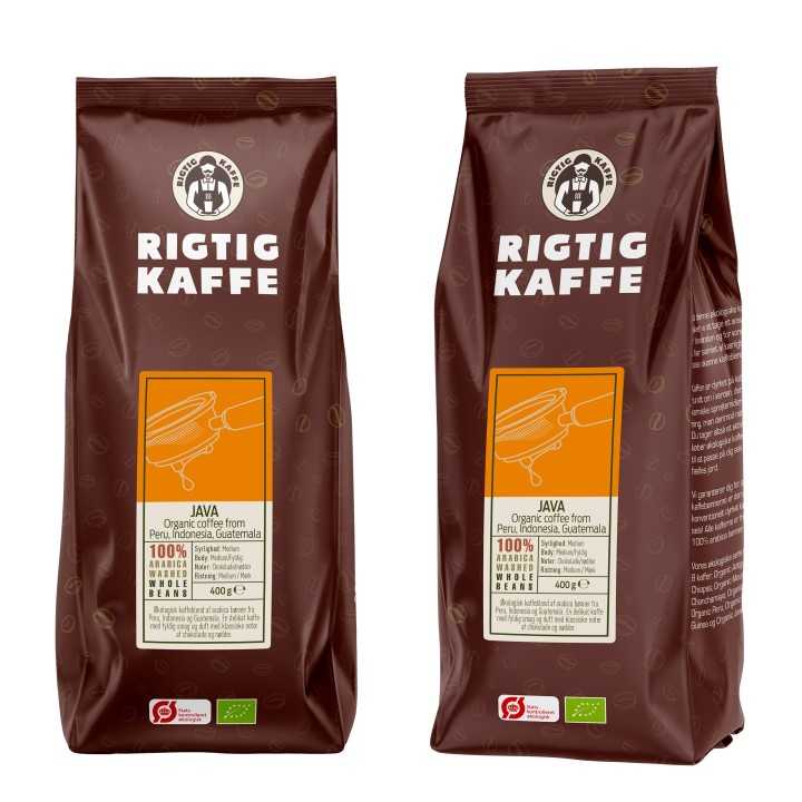 Rigtig Kaffe Organic Java 400g Hele kaffebønner Rigtig Kaffe Organic Java 400g Hele kaffebønner