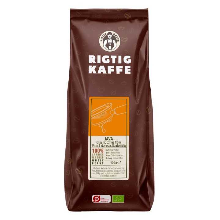 Rigtig Kaffe Organic Java 400g Hele kaffebønner Rigtig Kaffe Organic Java 400g Hele kaffebønner