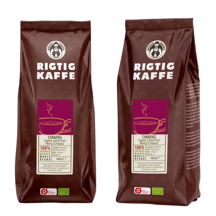Rigtig Kaffe Organic Chiapas 400g Hele kaffebønner Rigtig Kaffe Organic Chiapas 400g Hele kaffebønner