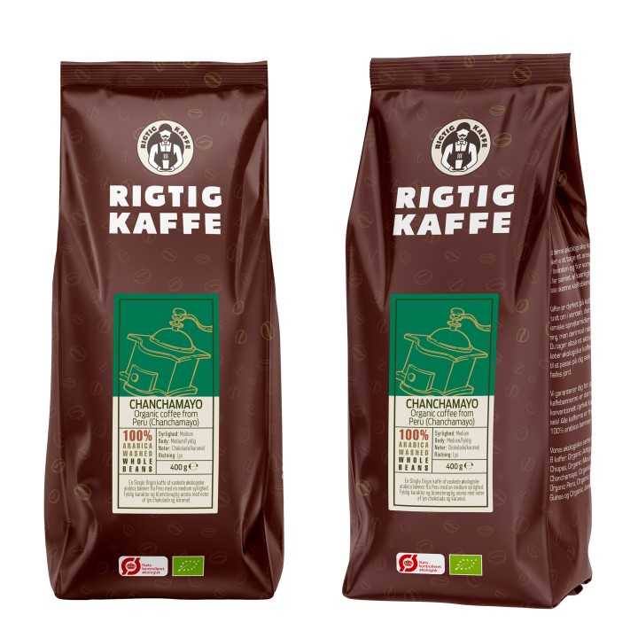 Rigtig Kaffe Organic Chanchamayo 400g Hele kaffebønner Rigtig Kaffe Organic Chanchamayo 400g Hele kaffebønner