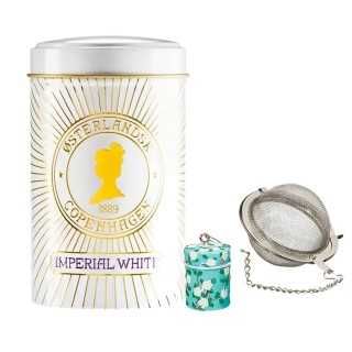 Tesi i Kæde med Kagedåse-Figur Inkl. Østerlandsk Thehus Imperial White 125g