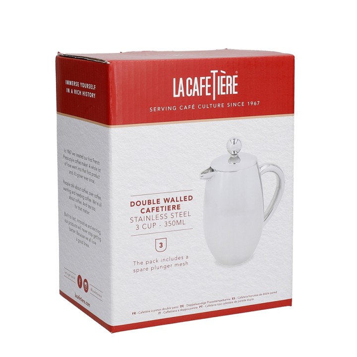 La Cafetière 3 Kop. Stempelkande Stål La Cafetière 3 Kop. Stempelkande Stål