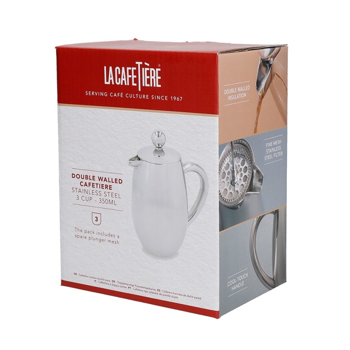 La Cafetière 3 Kop. Stempelkande Stål La Cafetière 3 Kop. Stempelkande Stål