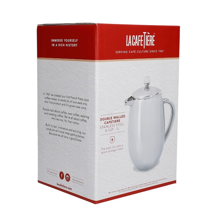 La Cafetière 8 Kop. Stempelkande Stål La Cafetière 8 Kop. Stempelkande Stål