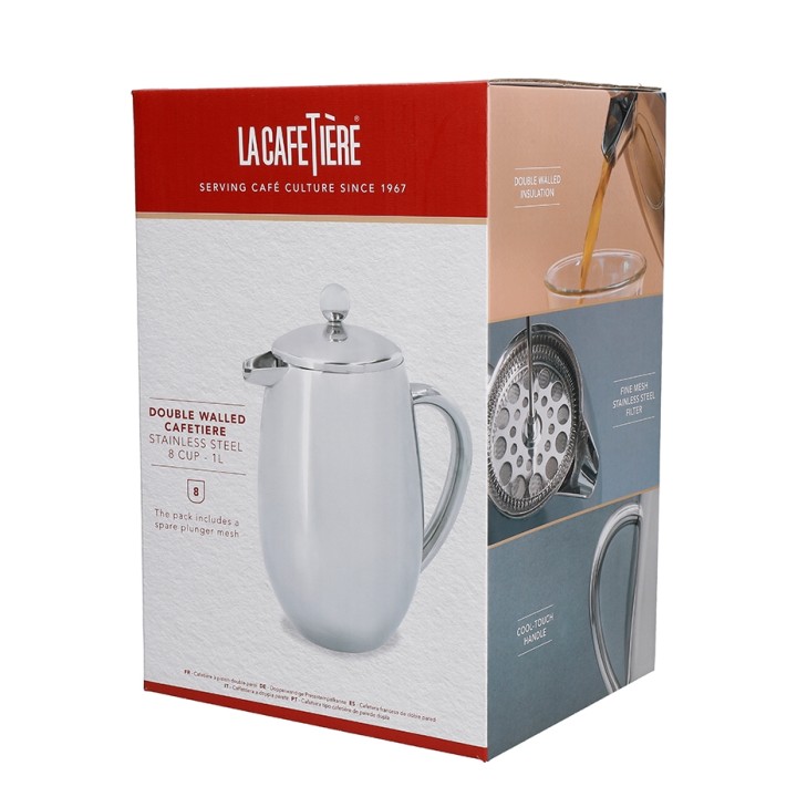 La Cafetière 8 Kop. Stempelkande Stål La Cafetière 8 Kop. Stempelkande Stål
