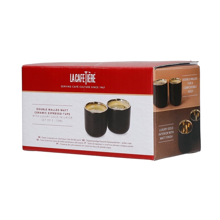 La Cafetière Dobbeltvægget Espressokop 7 cl 2 Stk Sort/Guld