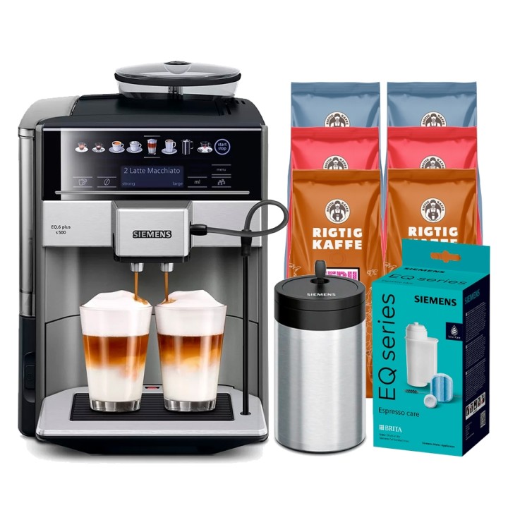 Siemens TE655203RW EQ6 s500 Inkl. Rigtig Kaffe & Pleje Siemens TE655203RW EQ6 s500 Inkl. Rigtig Kaffe & Pleje