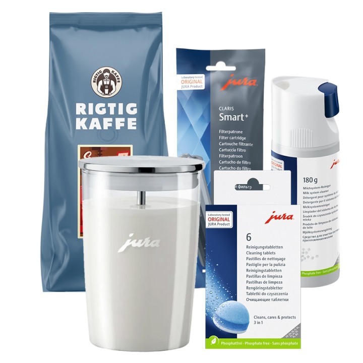 Jura Plejepakke - Claris Smart Inkl. Mælkebeholder & Kaffe Jura Plejepakke - Claris Smart Inkl. Mælkebeholder & Kaffe