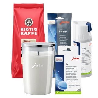 Jura Plejepakke - Claris Smart Inkl. Mælkebeholder & Kaffe Jura Plejepakke - Claris Smart Inkl. Mælkebeholder & Kaffe