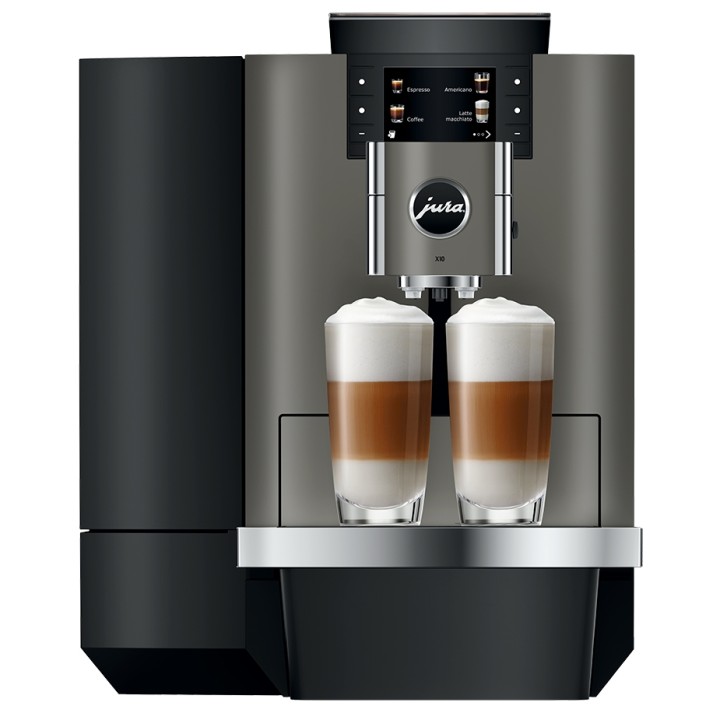 Jura X10 (EA) Dark Inox Espressomaskine Inkl. 2,5L Cooler, Pleje, Kaffe, Fast vandtilslutning & Opsætning Jura X10 (EA) Dark Inox Espressomaskine Inkl. 2,5L Cooler, Pleje, Kaffe, Fast vandtilslutning & Opsætning