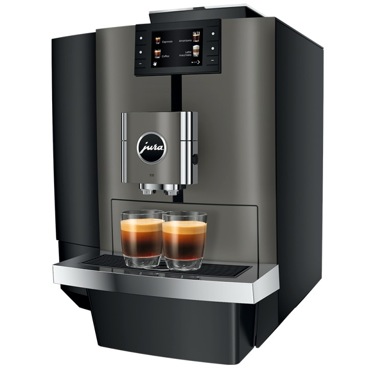 Jura X10 (EA) Dark Inox Espressomaskine Inkl. 1L Cooler, Pleje, Kaffe, Fast vandtilslutning & Opsætning Jura X10 (EA) Dark Inox Espressomaskine Inkl. 1L Cooler, Pleje, Kaffe, Fast vandtilslutning & Opsætning