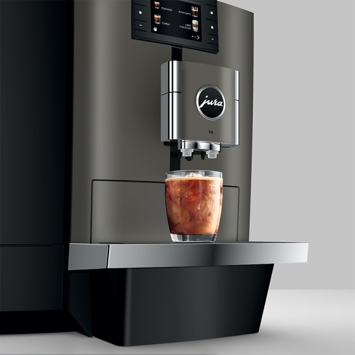 Jura X10 (EA) Dark Inox Espressomaskine Inkl. 1L Cooler, Pleje, Kaffe, Fast vandtilslutning & Opsætning Jura X10 (EA) Dark Inox Espressomaskine Inkl. 1L Cooler, Pleje, Kaffe, Fast vandtilslutning & Opsætning