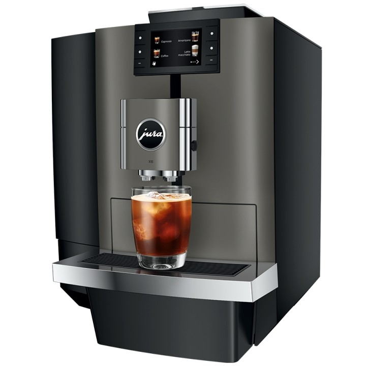 Jura X10 (EA) Dark Inox Espressomaskine Inkl. 2,5L Cooler, Pleje, Kaffe & Fast Vandtilslutning Jura X10 (EA) Dark Inox Espressomaskine Inkl. 2,5L Cooler, Pleje, Kaffe & Fast Vandtilslutning