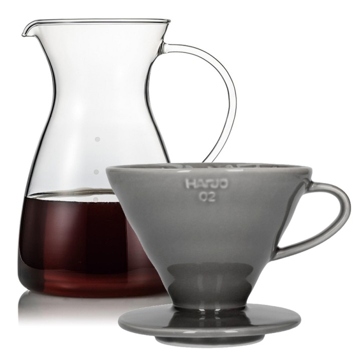Hario Filterbryg Sæt Inkl. V60-02 Keramik Dripper 2 Kop & Glaskande 0,4 L Hario Filterbryg Sæt Inkl. V60-02 Keramik Dripper 2 Kop & Glaskande 0,4 L