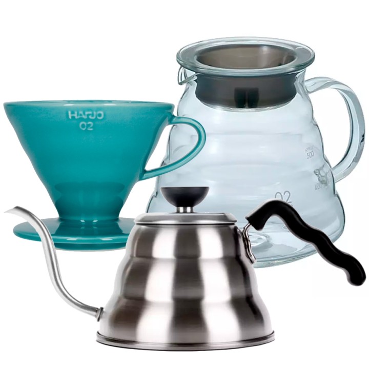 Hario Filterbryg Sæt Inkl. V60-02 Keramik Dripper 2 Kop, Server 0,6 L & Kedel Hario Filterbryg Sæt Inkl. V60-02 Keramik Dripper 2 Kop, Server 0,6 L & Kedel