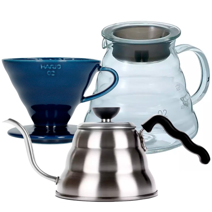 Hario Filterbryg Sæt Inkl. V60-02 Keramik Dripper 2 Kop, Server 0,6 L & Kedel Hario Filterbryg Sæt Inkl. V60-02 Keramik Dripper 2 Kop, Server 0,6 L & Kedel