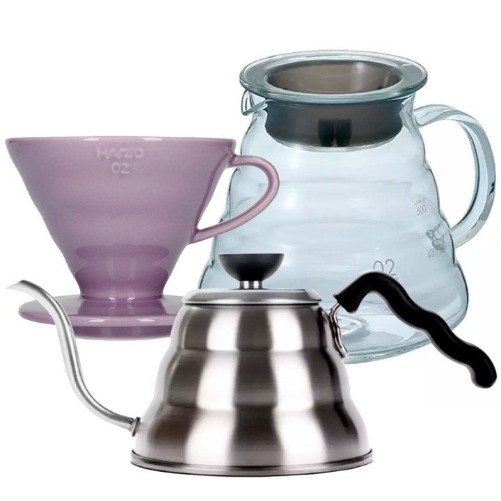Hario Filterbryg Sæt Inkl. V60-02 Keramik Dripper 2 Kop, Server 0,6 L & Kedel Hario Filterbryg Sæt Inkl. V60-02 Keramik Dripper 2 Kop, Server 0,6 L & Kedel