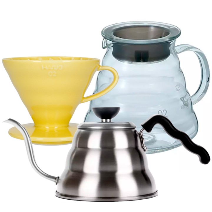 Hario Filterbryg Sæt Inkl. V60-02 Keramik Dripper 2 Kop, Server 0,6 L & Kedel Hario Filterbryg Sæt Inkl. V60-02 Keramik Dripper 2 Kop, Server 0,6 L & Kedel