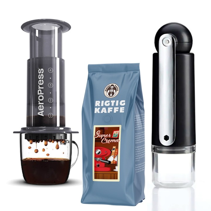AeroPress Inkl. CrushGrind Rejsekværn & Kaffe AeroPress Inkl. CrushGrind Rejsekværn & Kaffe