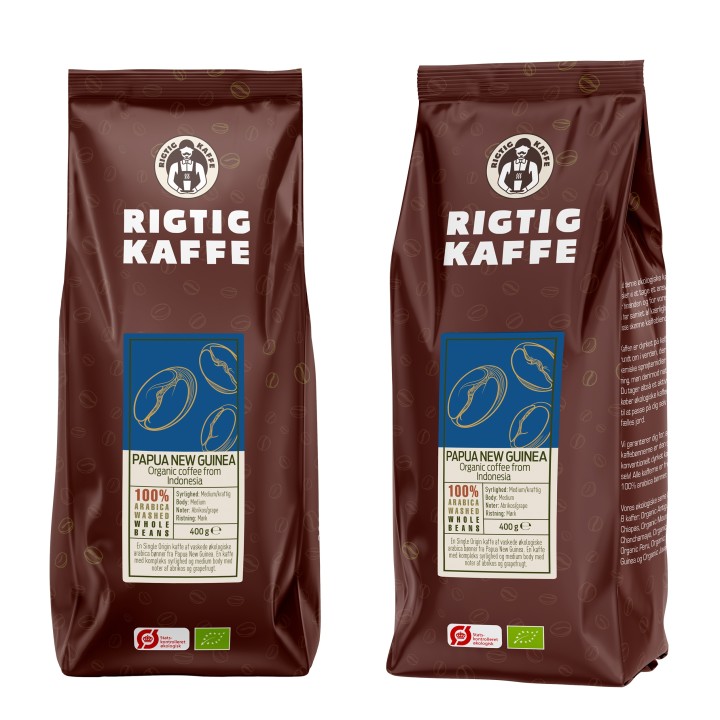 Rigtig Kaffe Organic Papua New Guinea v/24kg Hele kaffebønner Rigtig Kaffe Organic Papua New Guinea v/24kg Hele kaffebønner
