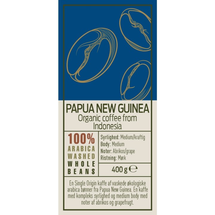 Rigtig Kaffe Organic Papua New Guinea v/24kg Hele kaffebønner Rigtig Kaffe Organic Papua New Guinea v/24kg Hele kaffebønner