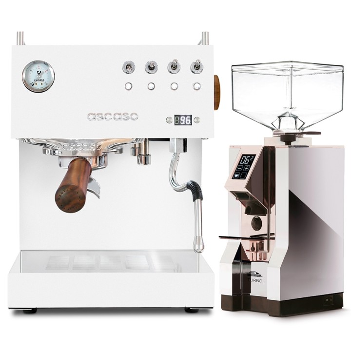 Ascaso Steel Duo PID White Espressomaskine Inkl. Eureka Mignon Turbo Espressokværn