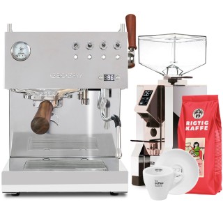 Ascaso Steel Duo Plus Poleret Stål Espressomaskine Inkl. Eureka Mignon Turbo Espressokværn, Kopper & Kaffe