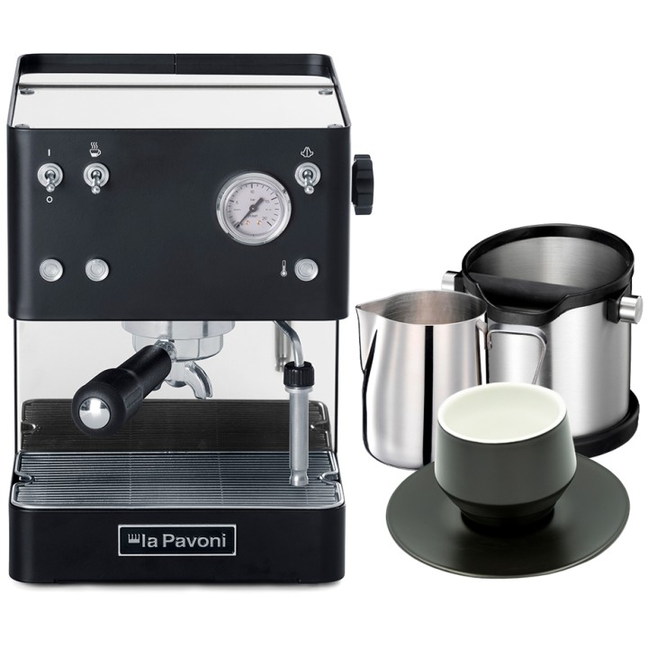 La Pavoni New Casa Bar Sort LPMCBN01EU Inkl. Baristaudstyr & Kopper