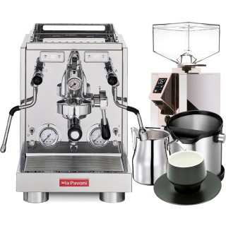 La Pavoni New Botticelli Specialty LPSBSS03NO Inkl. Eureka Mignon Turbo Espressokværn, Baristaudstyr & Kopper