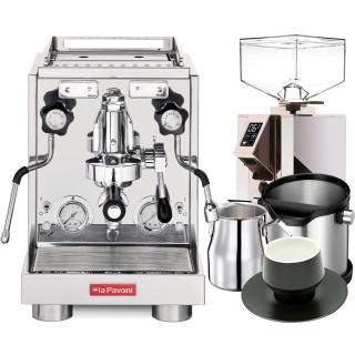 La Pavoni New Botticelli Evolution LPSBVS03EU Inkl. Eureka Mignon Turbo Espressokværn, Baristaudstyr & Kopper
