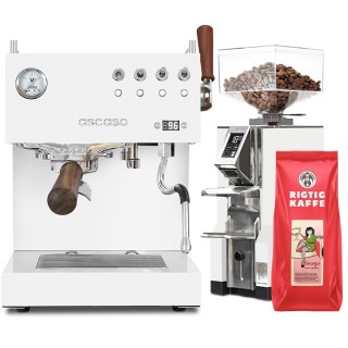 Ascaso Steel Duo Plus White Espressomaskine Inkl. Eureka Libra, Espressokopper & Kaffe