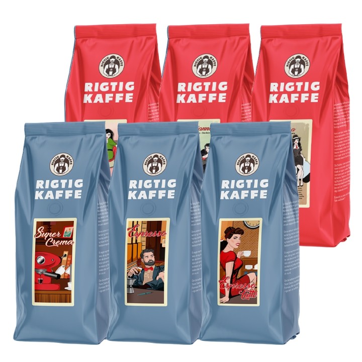 Rigtig Kaffe Mixpakke 3kg Hele kaffebønner Rigtig Kaffe Mixpakke 3kg Hele kaffebønner