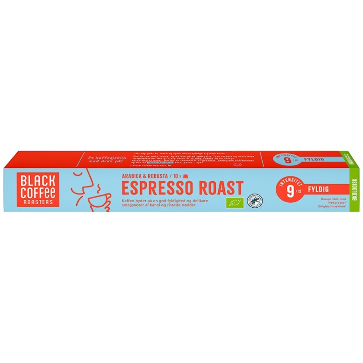 Black Coffee Roasters Espresso Roast Kaffekapsler Øko 10 stk Black Coffee Roasters Espresso Roast Kaffekapsler Øko 10 stk